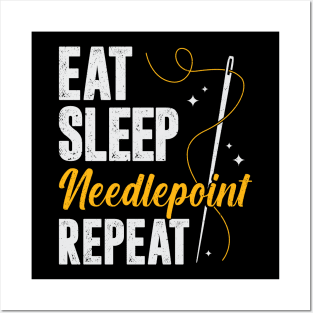 Eat Sleep Needlepoint Repeat Posters and Art